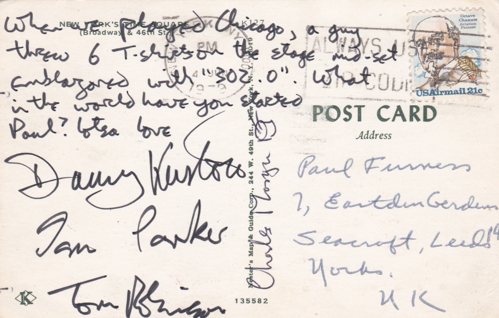 Postcard from Tom Robinson (Photo: Jude Woods)
